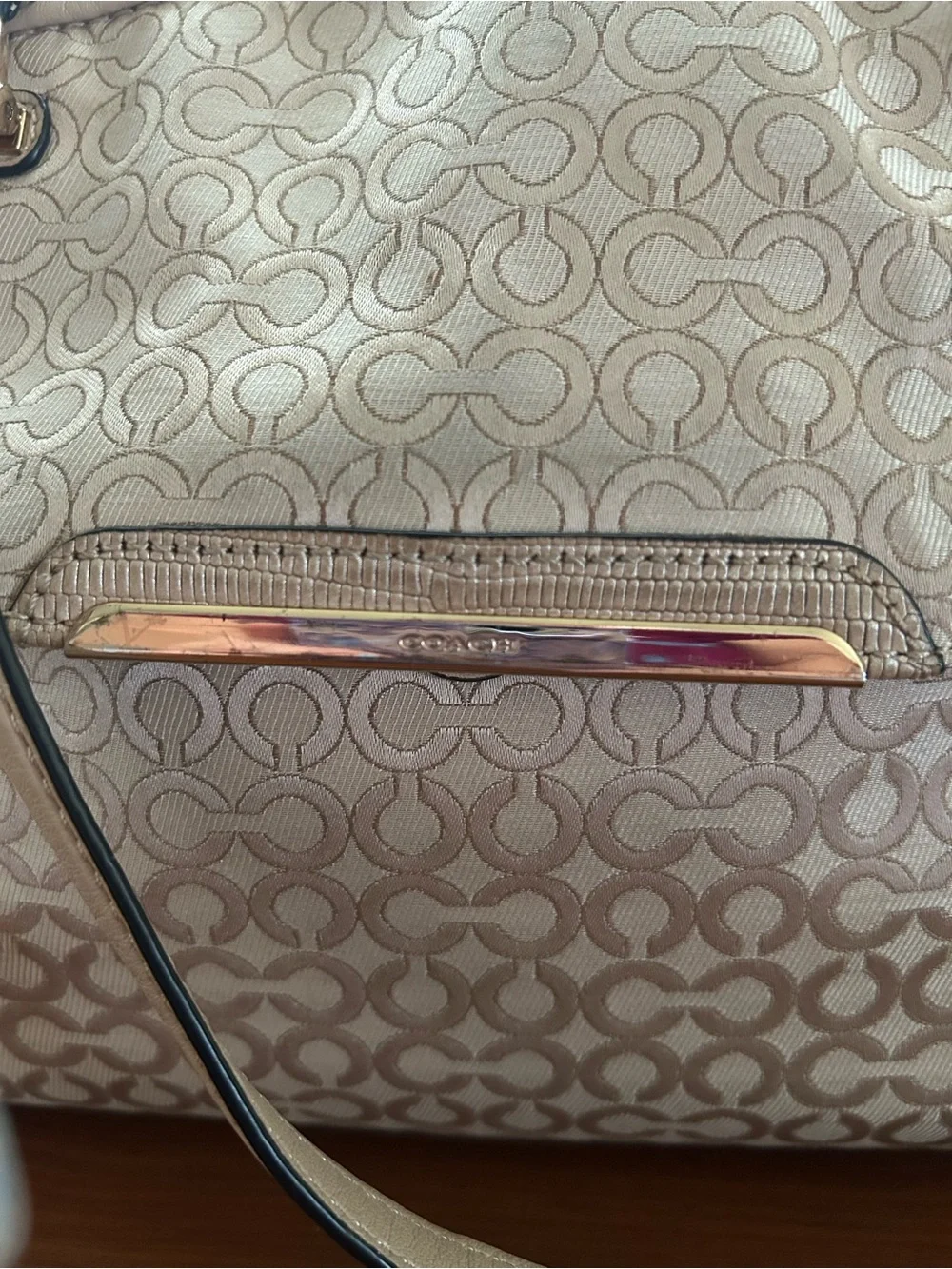 Coach Madison Op Art Convertible Satchel – Pearlescent Khaki